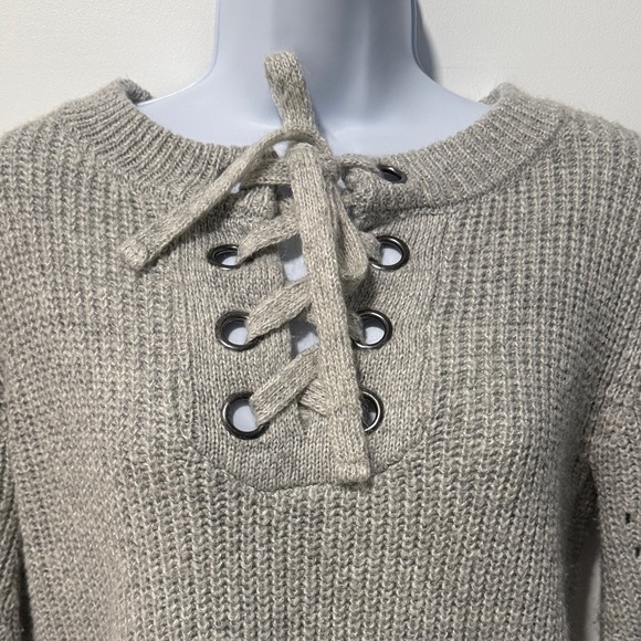 Kendall & Kylie Gray Lace-Up Sweater - Picture 2 of 6
